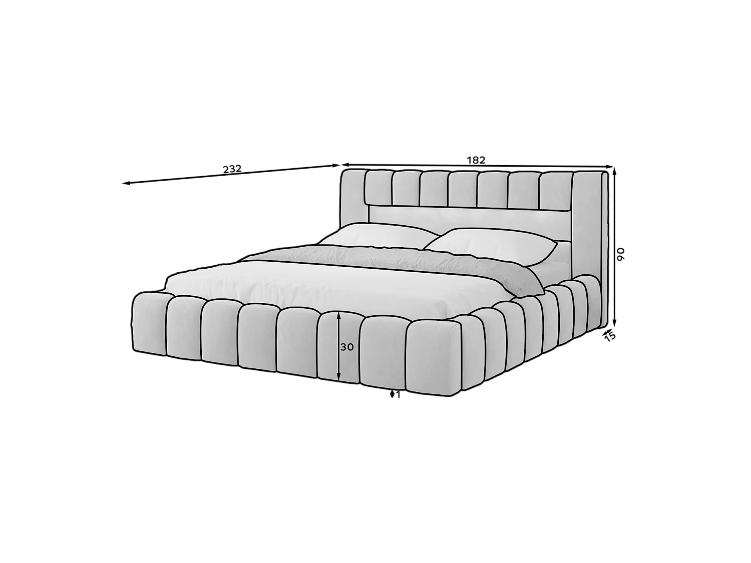Bett Hero M (160x200)/Samtstoffbezug/Beige/ An Lager
