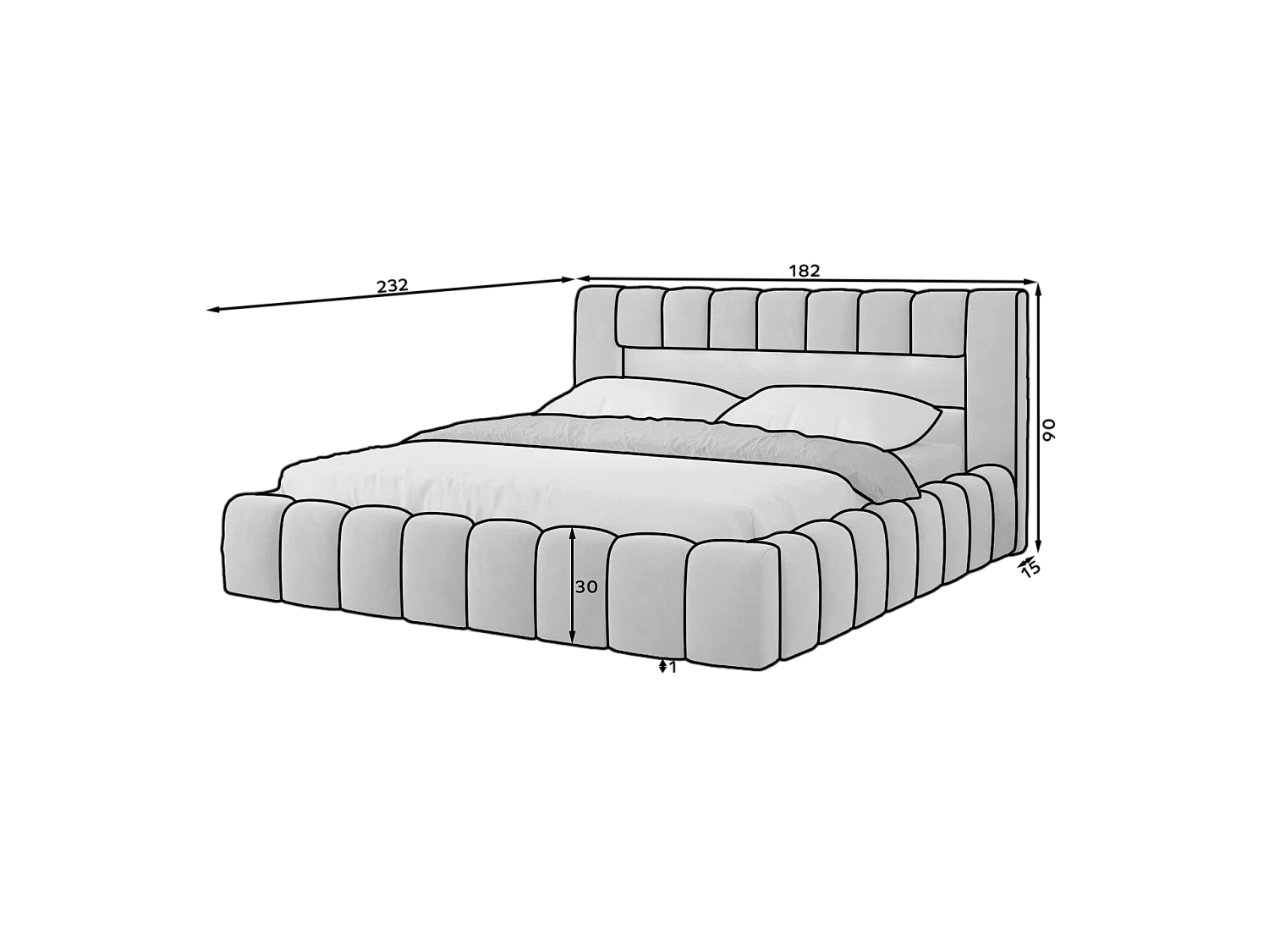 Bett Hero M (160x200)/Samtstoffbezug/Beige/ An Lager