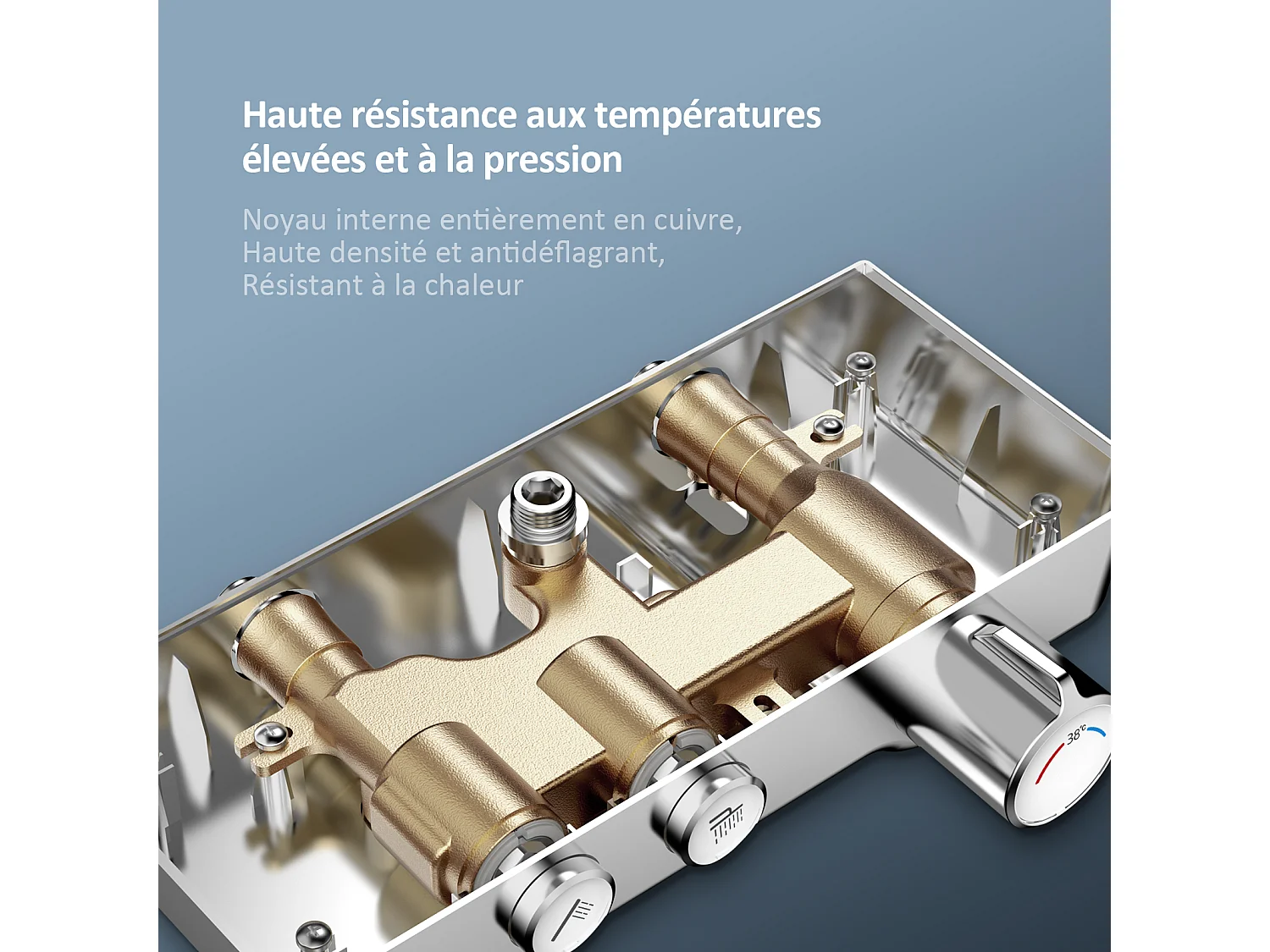 EMKE Douchesysteem - Glijstangset - Thermostaatkraan - Regendouche en Handdouche - Complete Doucheset