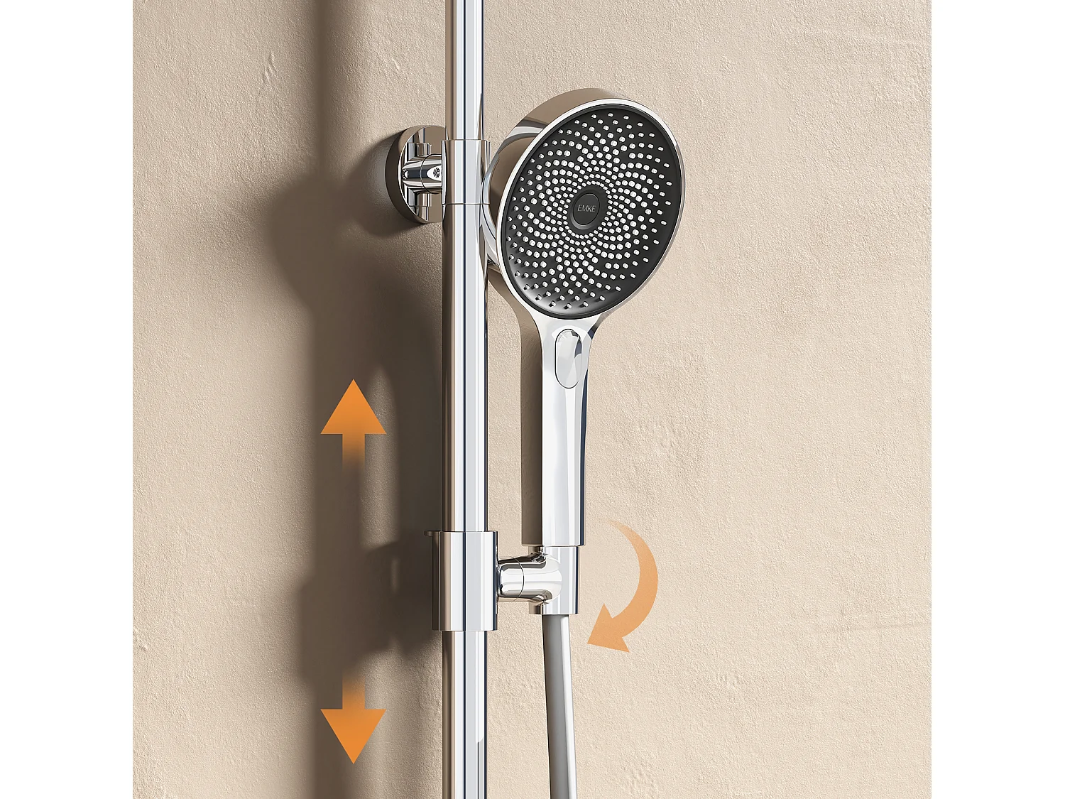 EMKE Colonne de douche Thermostat Chrome, Régulation innovante du débit, douche à effet pluie de 26 cm, douchette à main avec 3 jets Système de douche