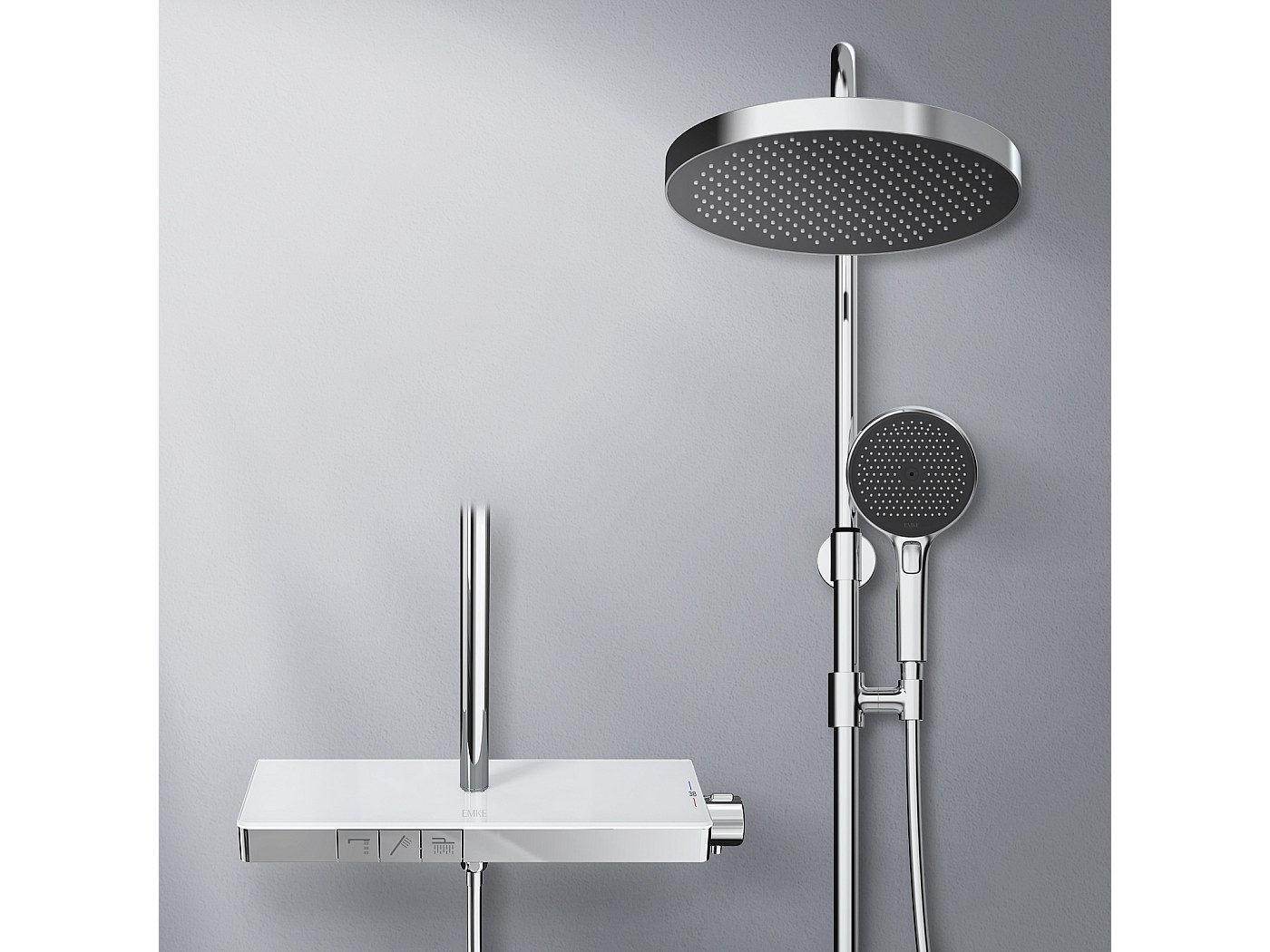 Colonne De Douche Thermostatique EMKE Avec étagères En Verre – 36 X 14 Cm (neuf)