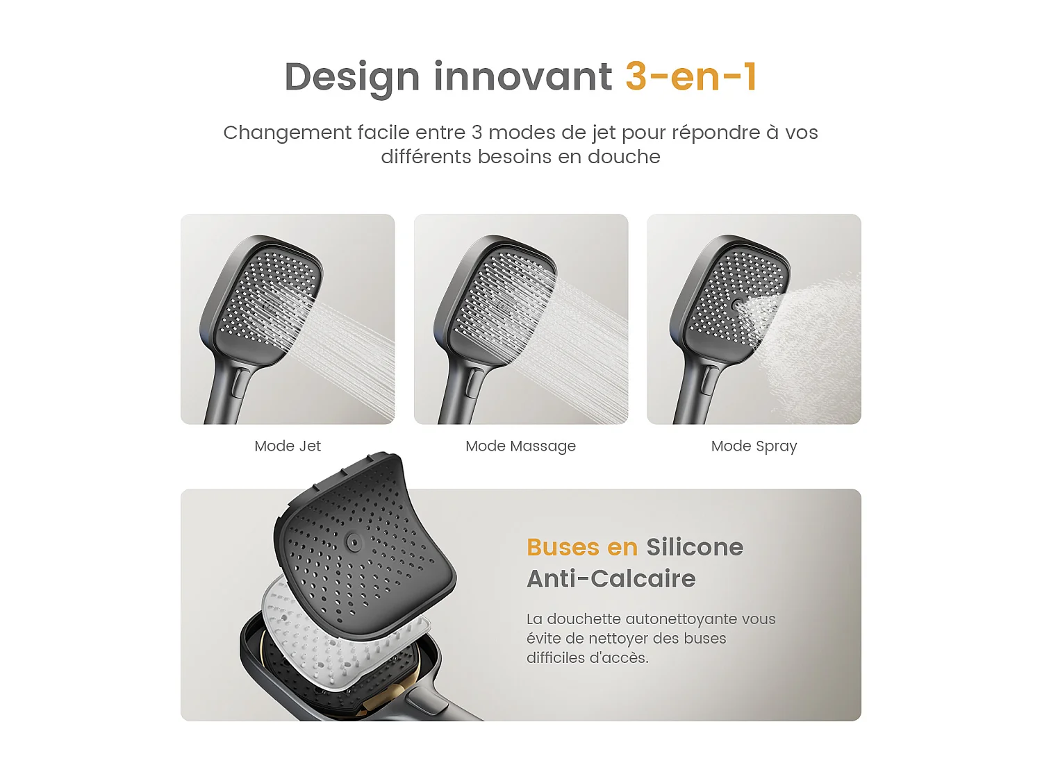 EMKE Colonne de douche Thermostat – Anthracite Mat, Régulation innovante du débit, douche à effet pluie de 36x24 cm, douchette à main avec 3 jets