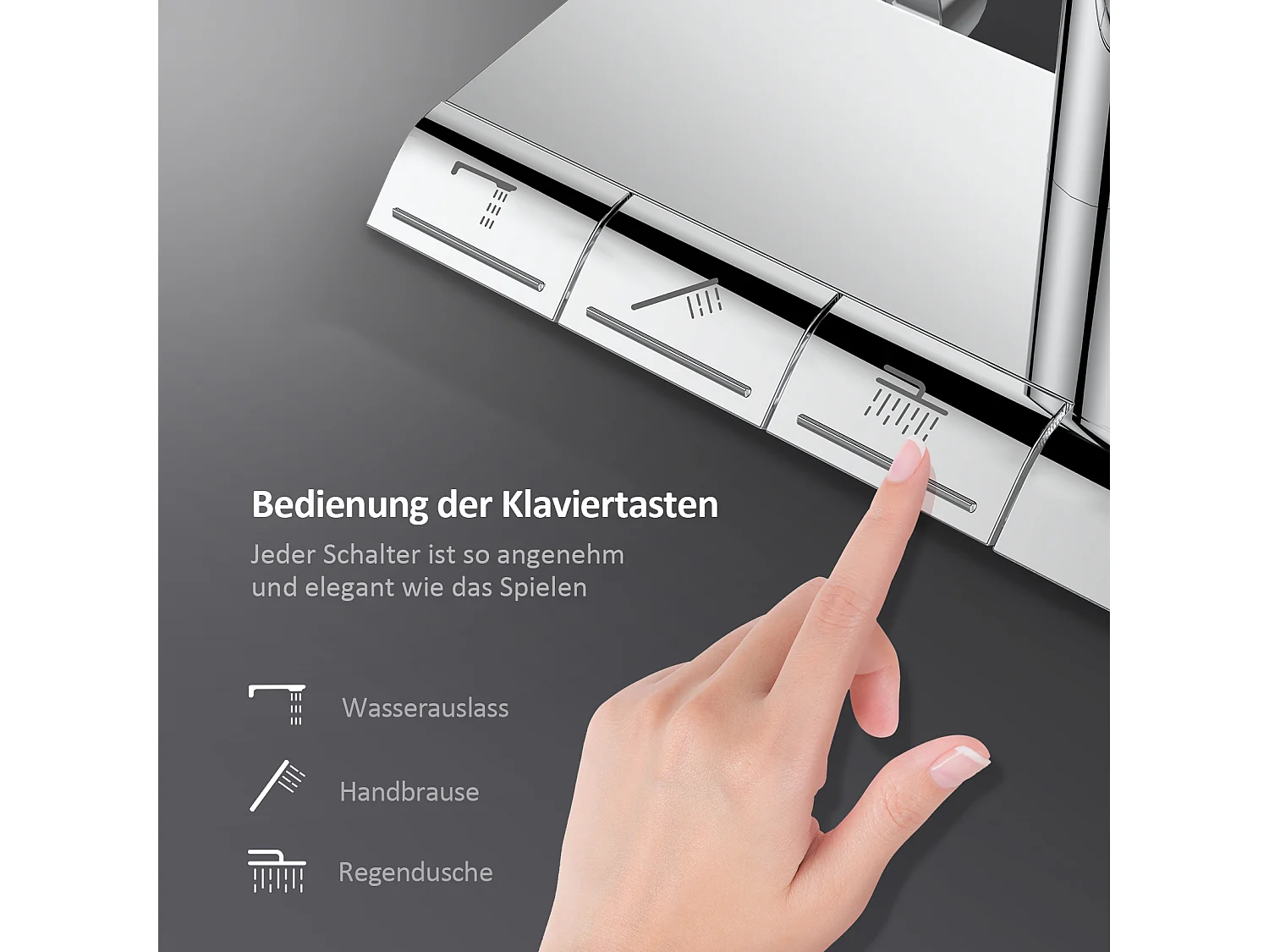 EMKE Thermostat-Duschsäule Set, Multimode-Handbrause, große Kopfbrause, KTW-zertifiziert, Galaxie-Modell, Chrom