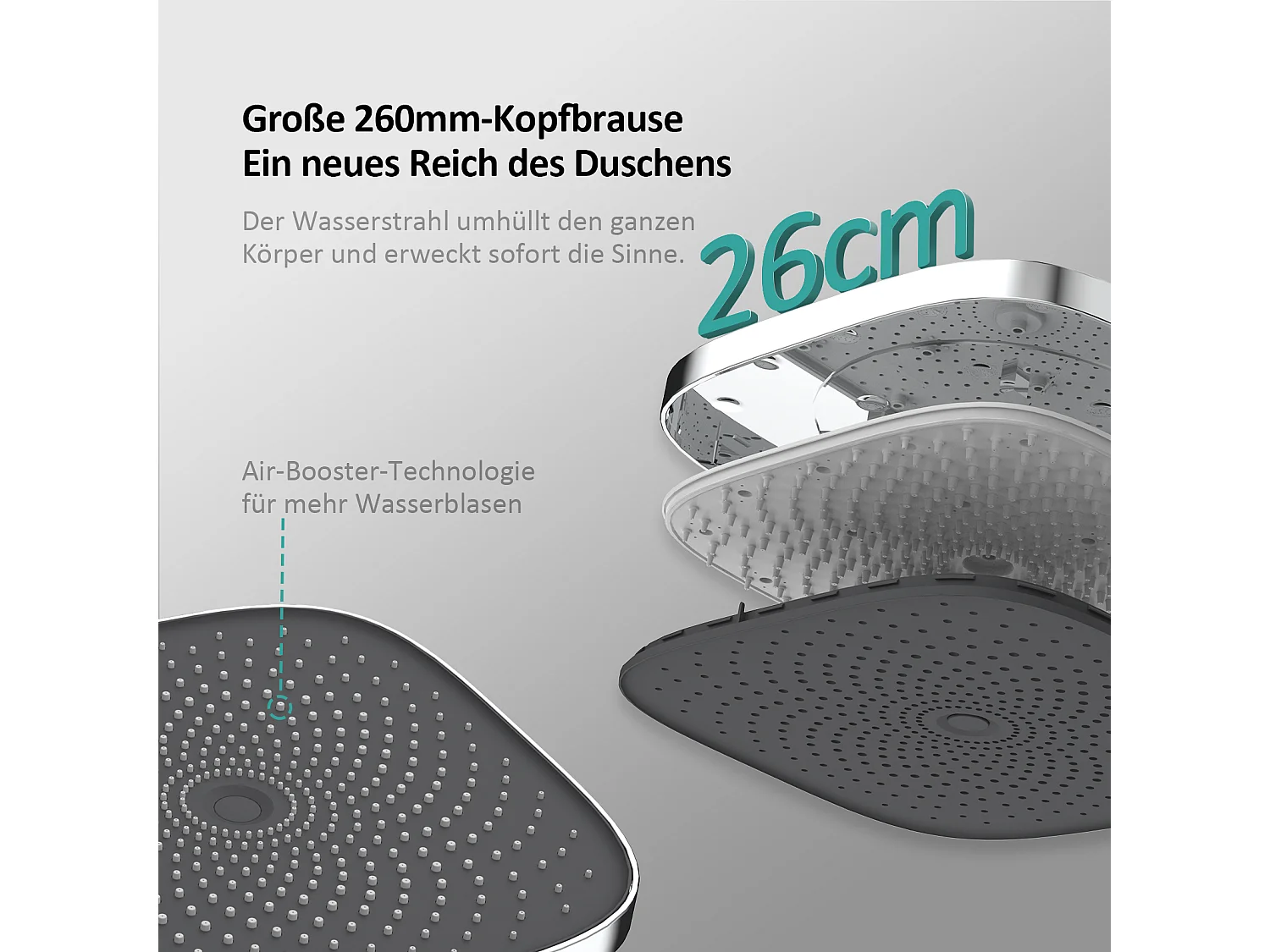 EMKE Thermostat-Duschsäule Set, Multimode-Handbrause, große Kopfbrause, KTW-zertifiziert, Galaxie-Modell, Chrom