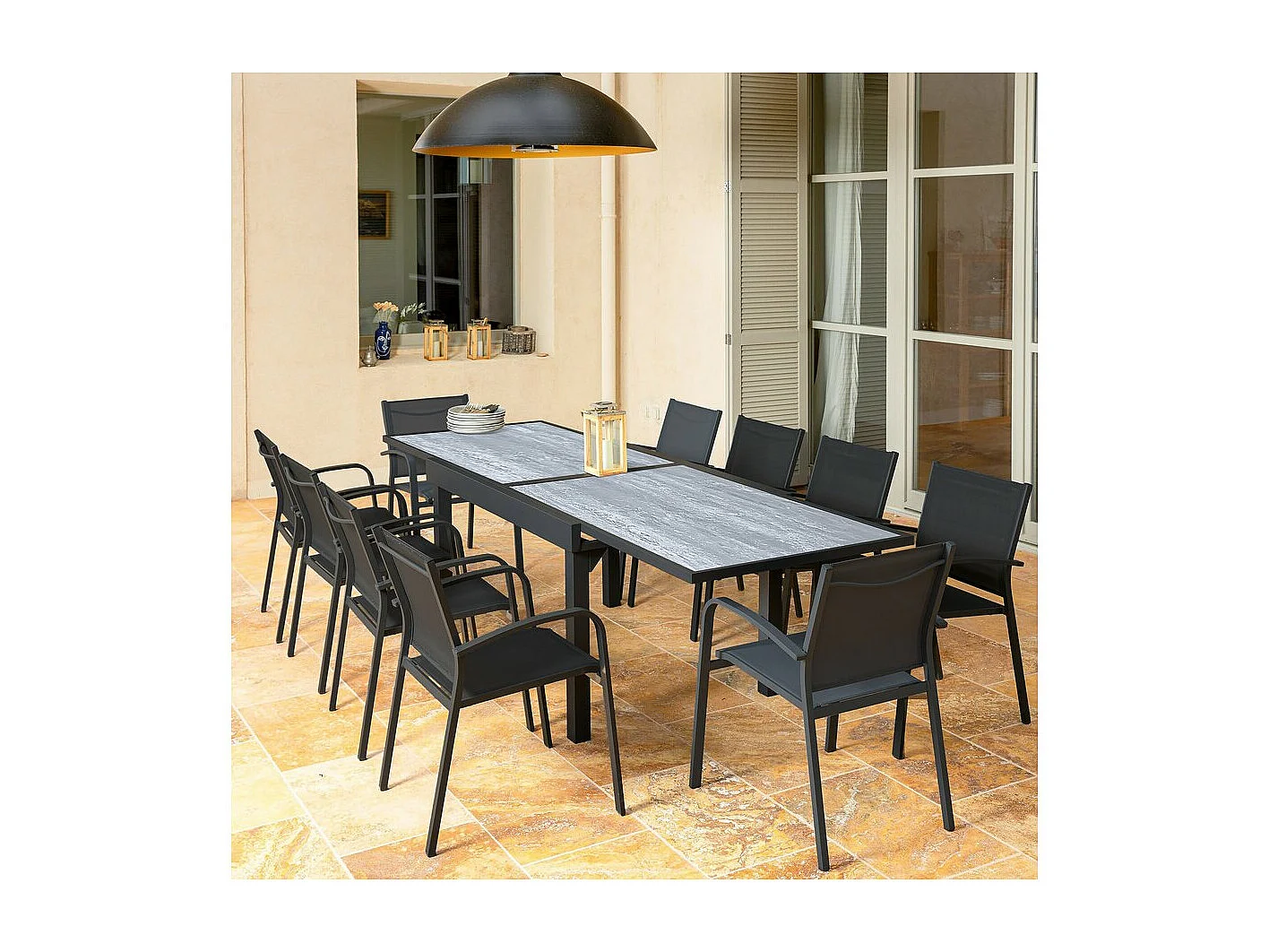 Mesa de Jardim Extensível "Lagos" em Alumínio - Cinza 200/320 x 105 x 76 cm