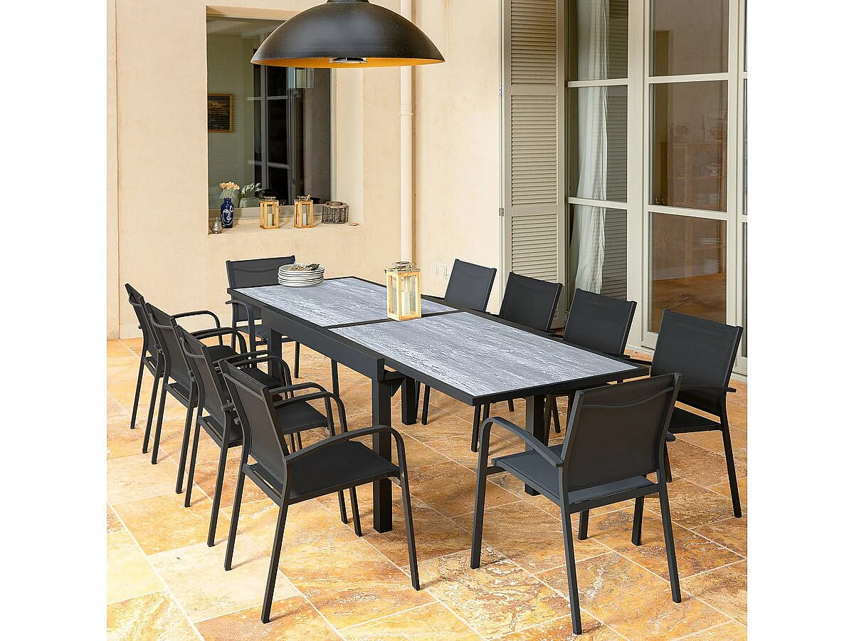 Table jardin en aluminium extensible "Lagos" - 200/320 x 105 x 76 cm - Gris