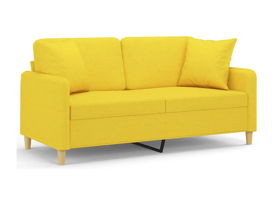 2-Sitzer-Sofa mit Zierkissen Hellgelb 140 cm Stoff