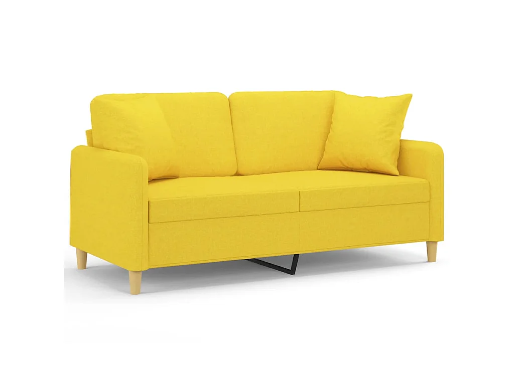 Canapé 2 places avec oreillers jaune clair 140 cm tissu