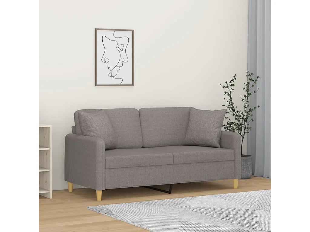 2-Sitzer-Sofa mit Zierkissen Taupe 140 cm Stoff
