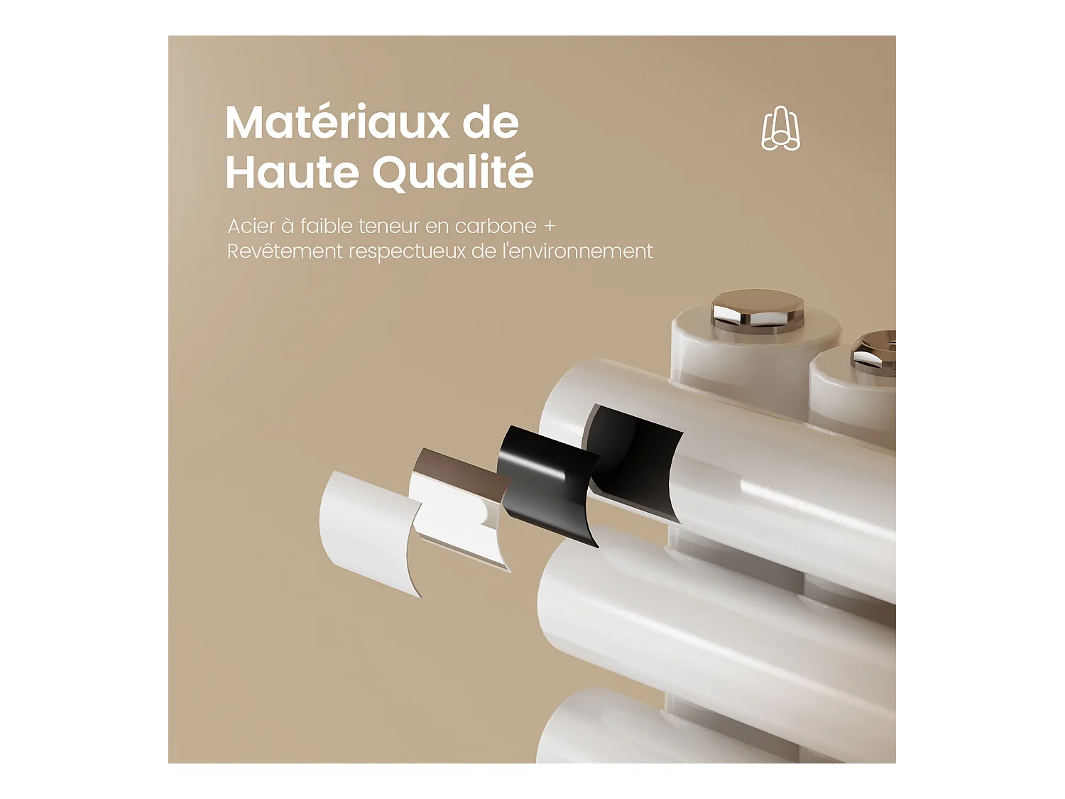 EMKE Handdoekradiator voor de badkamer, 1660 x 600 mm, handdoekhouder met ronde buizen, handdoekverwarming, wit, 776W