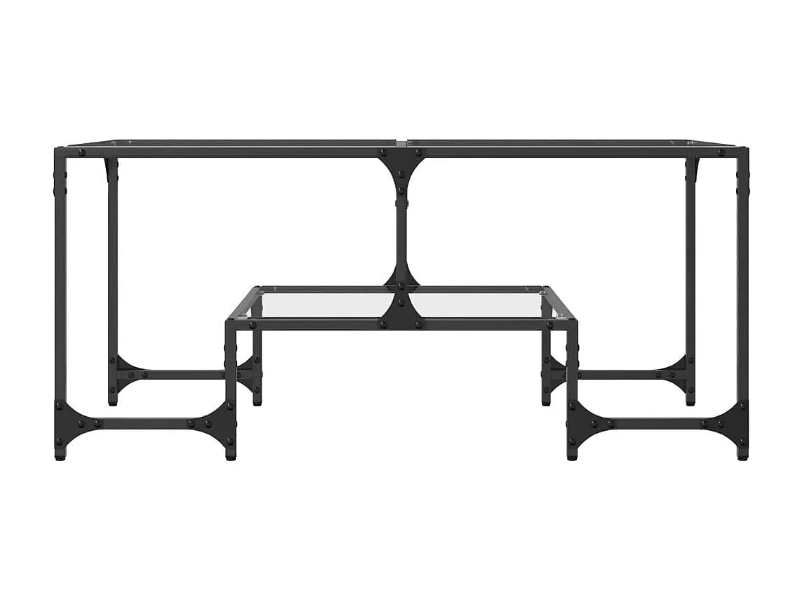 Tavolini con Piano Vetro Trasparente 2 pz 98,5x50x45 cm Acciaio