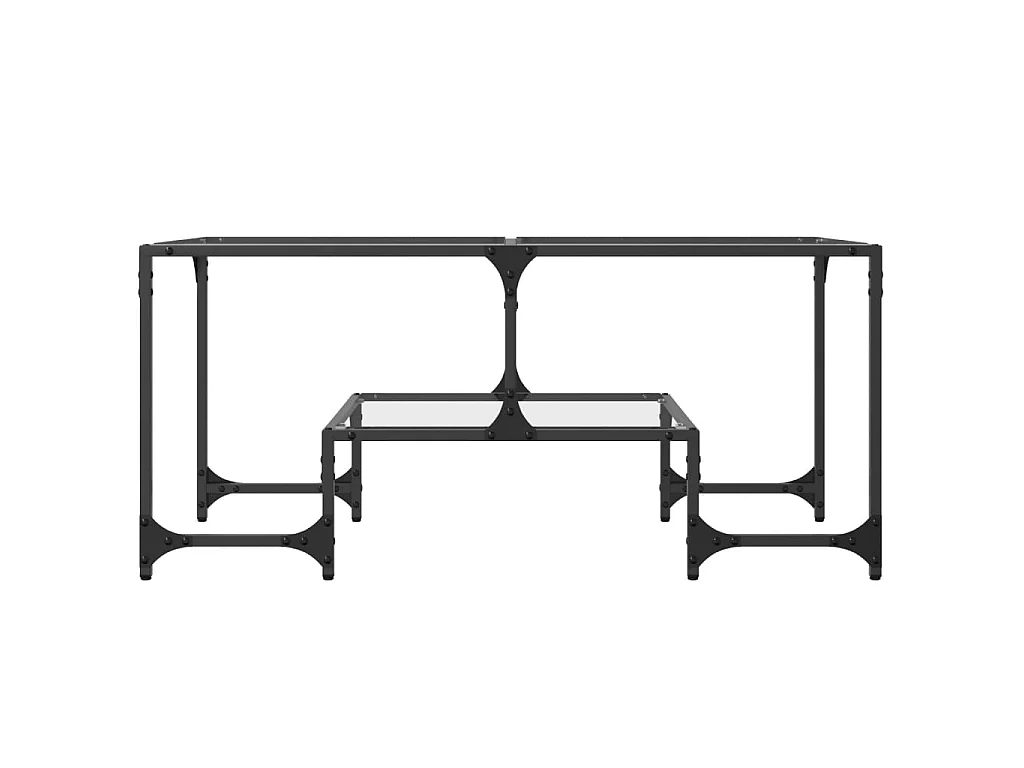 Couchtisch mit Glasplatte Transparent 98,5x50x45 cm Stahl