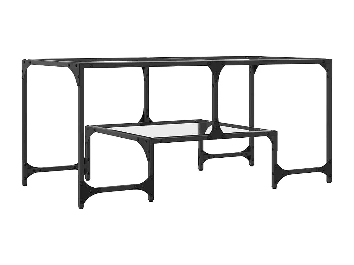 Couchtisch mit Glasplatte Transparent 98,5x50x45 cm Stahl