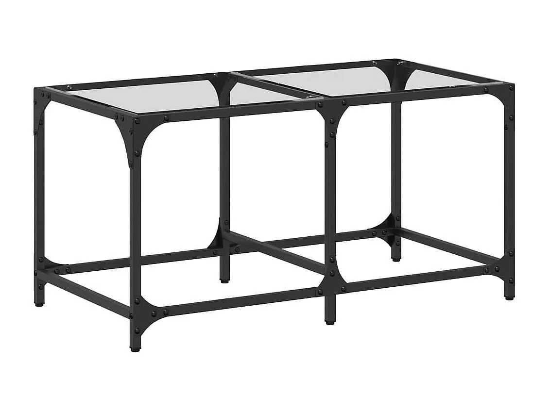 Table basse avec dessus en verre transparent 78,5x40x40cm acier