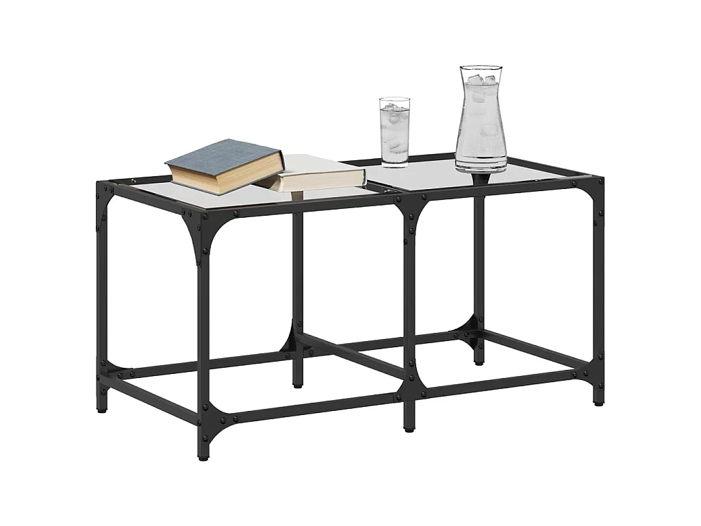 Salontafel met transparant glazen blad 78,5x40x40 cm staal