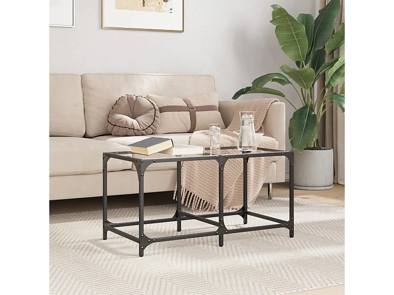 Mesa de centro superficie de vidrio acero 78,5x40x40 cm