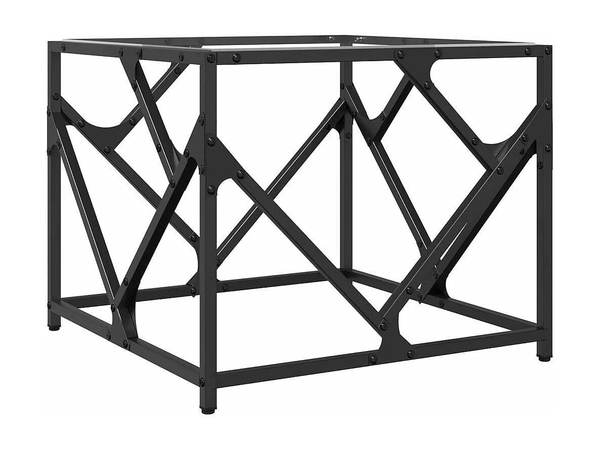 Table basse avec dessus en verre transparent 50x50x41 cm acier