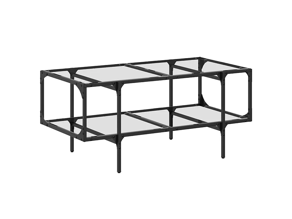 Table basse avec dessus en verre transparent 98,5x50x45cm acier