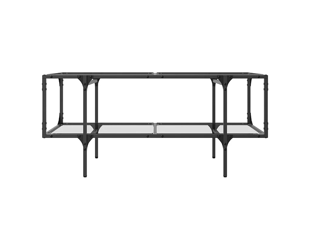 Table basse avec dessus en verre transparent 98,5x50x45cm acier
