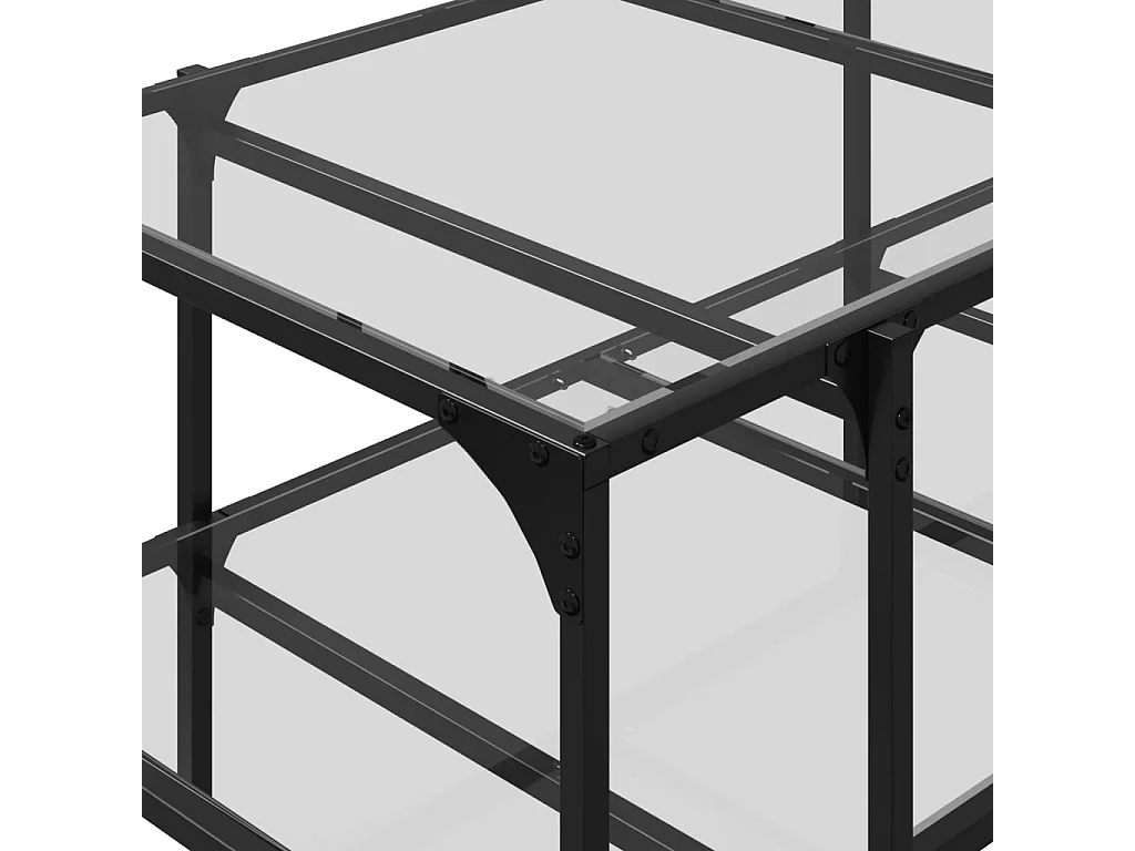 Table basse avec dessus en verre transparent 98,5x50x45cm acier