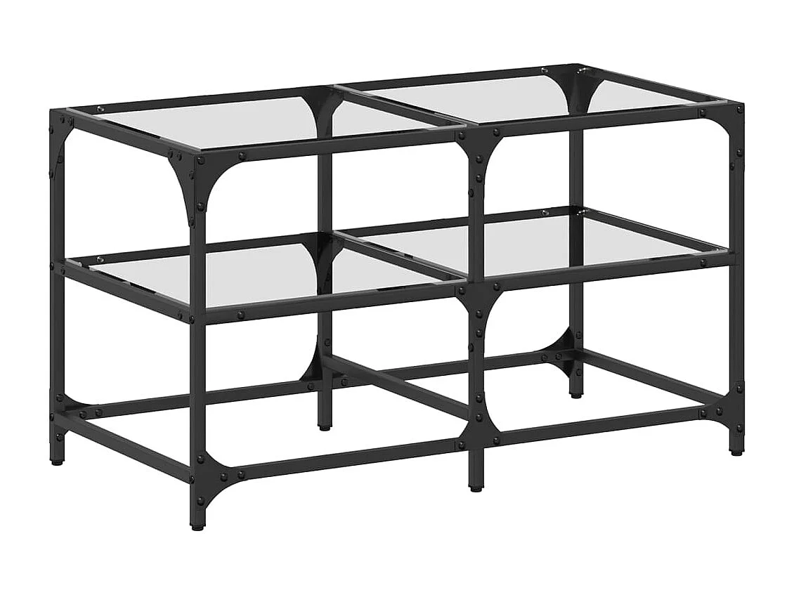 Table basse avec dessus en verre transparent 78,5x40x45cm acier