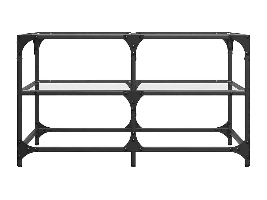 Table basse avec dessus en verre transparent 78,5x40x45cm acier