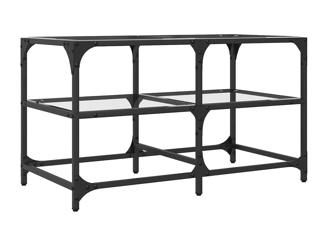 Table basse avec dessus en verre transparent 78,5x40x45cm acier