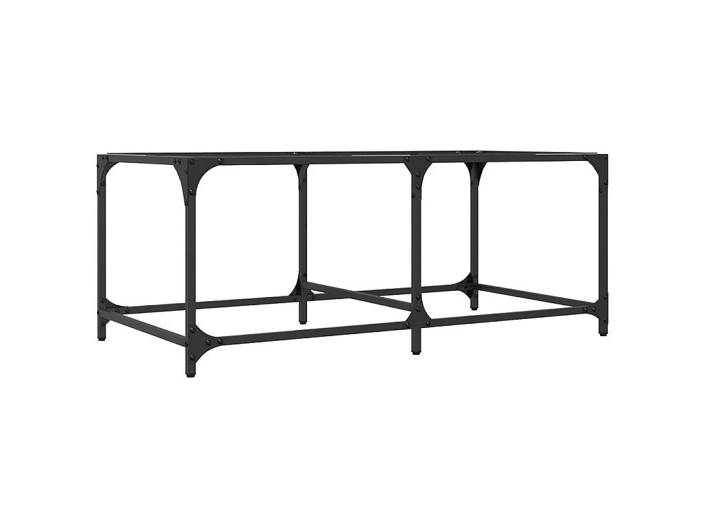 Table basse avec dessus en verre transparent 98,5x50x40cm acier