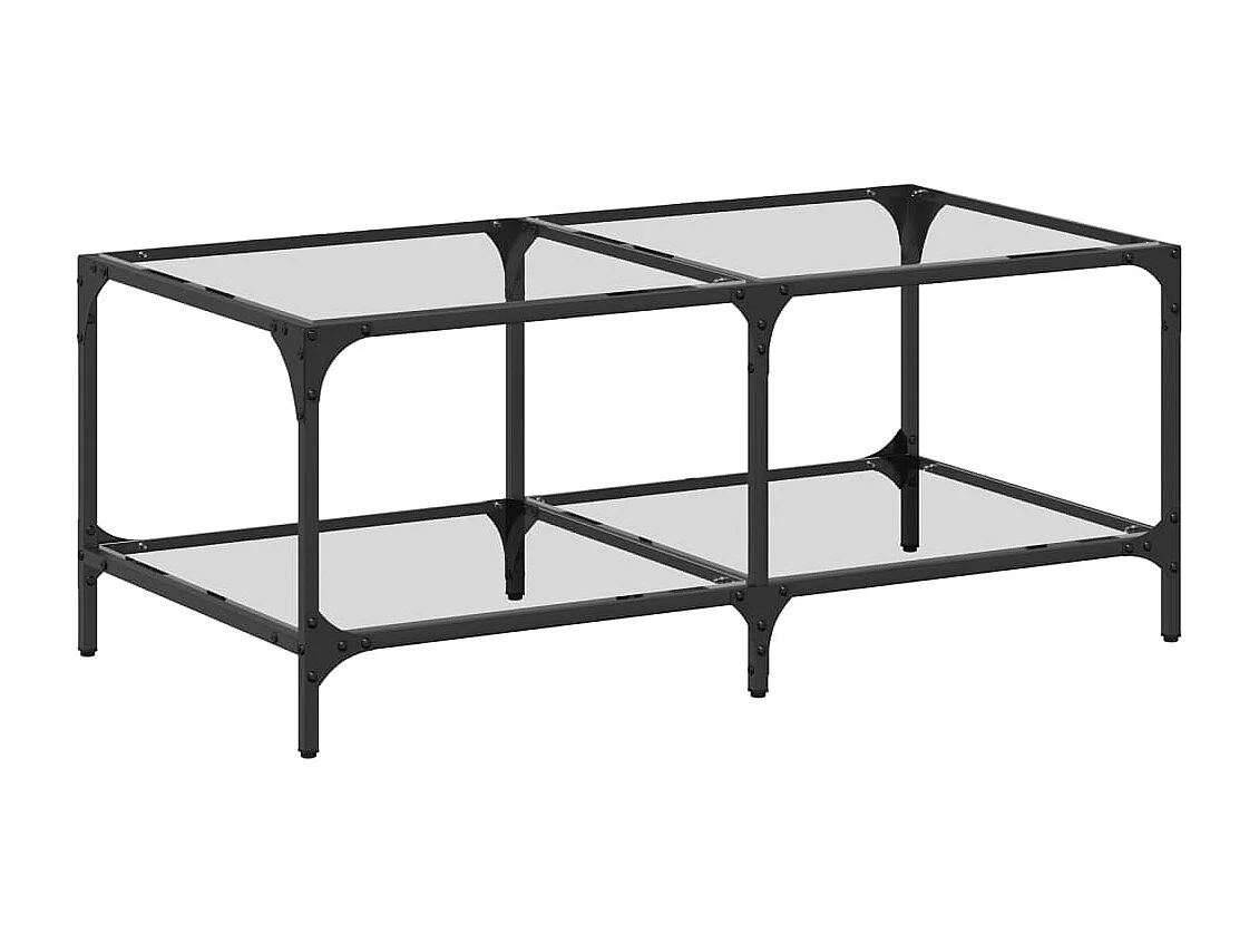 Table basse avec dessus en verre transparent 98,5x50x40cm acier