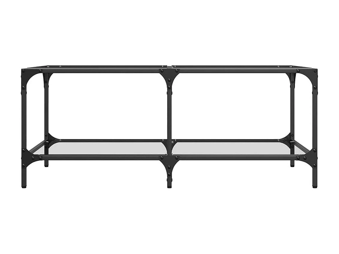 Table basse avec dessus en verre transparent 98,5x50x40cm acier