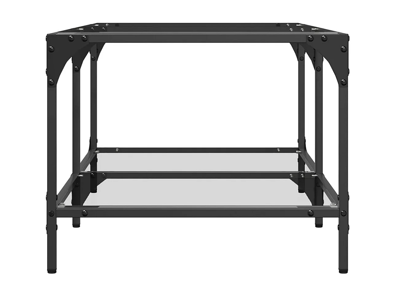 Table basse avec dessus en verre transparent 98,5x50x40cm acier