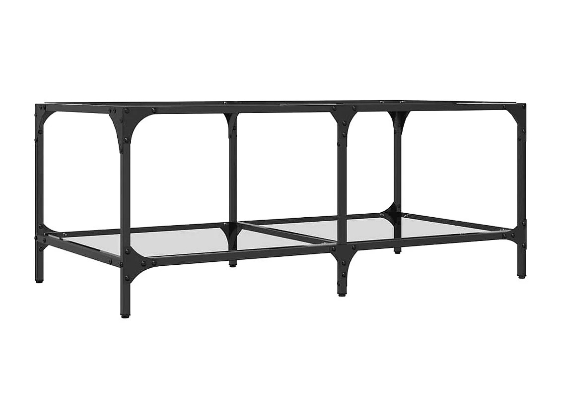 Table basse avec dessus en verre transparent 98,5x50x40cm acier