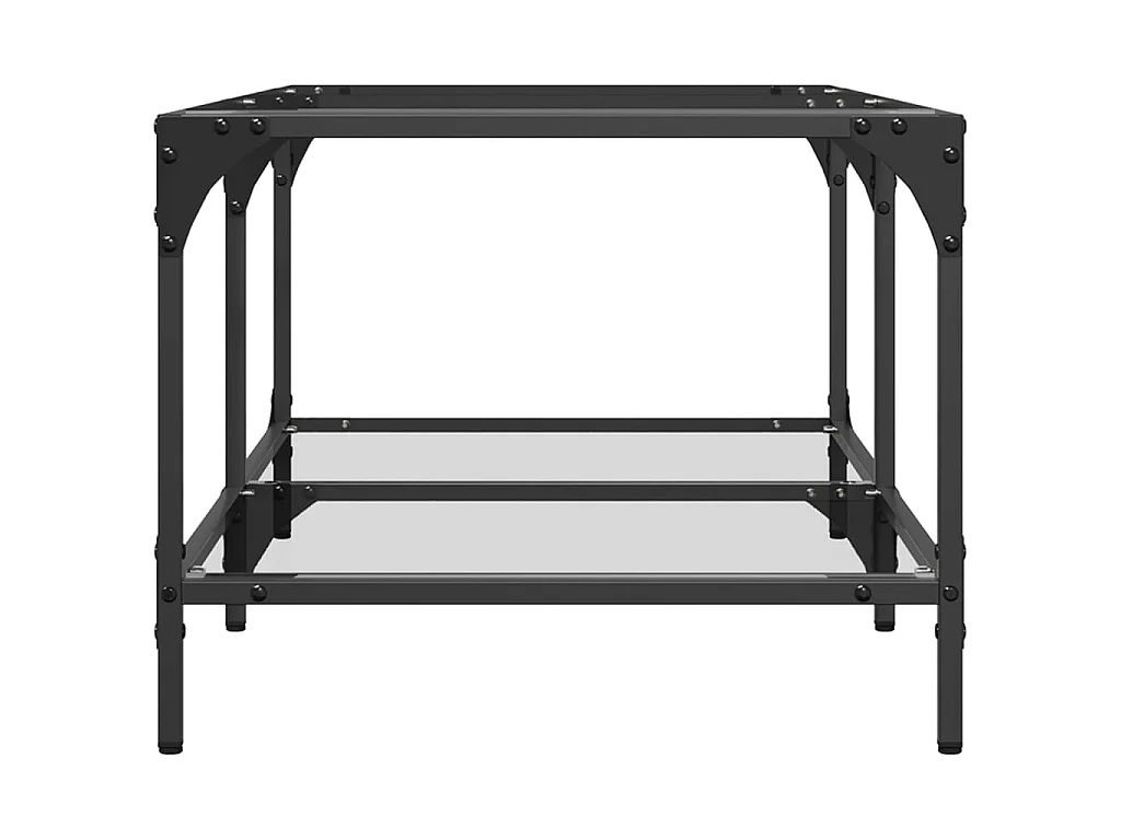 Tavolini con Piano Vetro Trasparente 2 pz 98,5x50x40 cm Acciaio