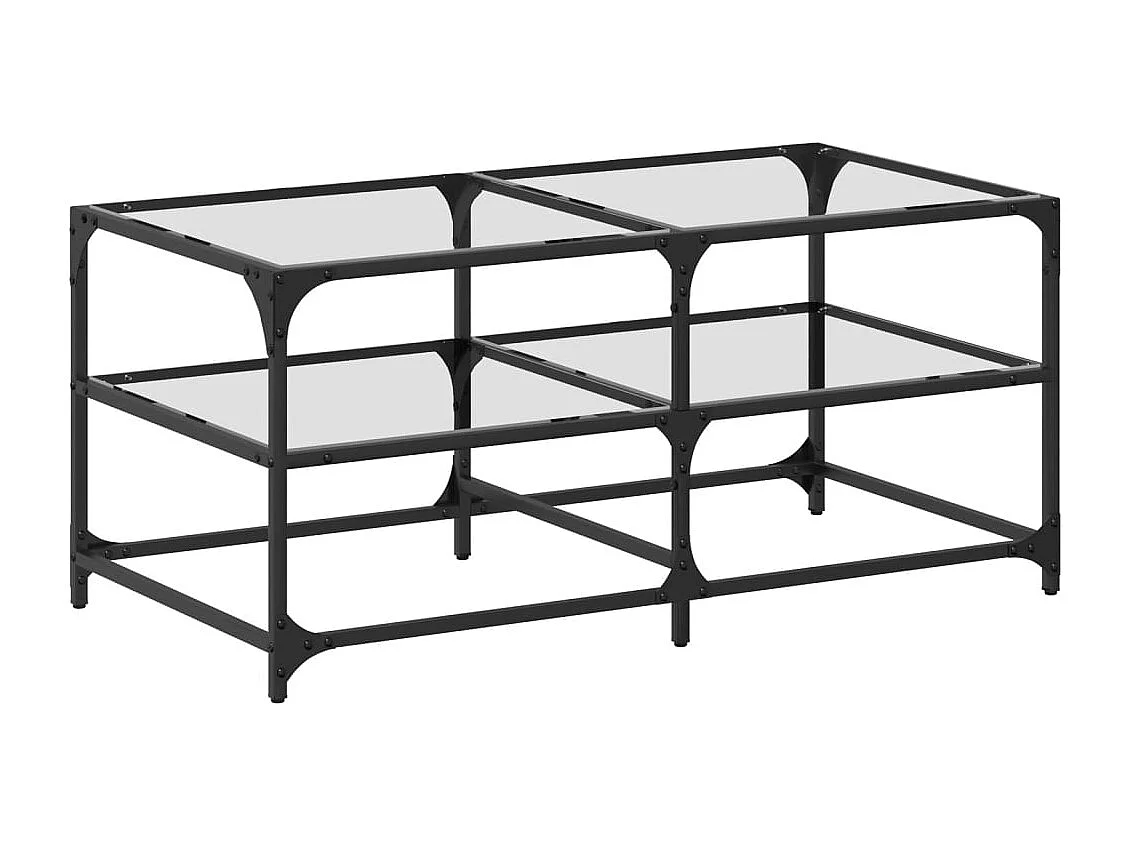 Mesa de centro c/ topo em vidro transparente 98,5x50x45 cm aço