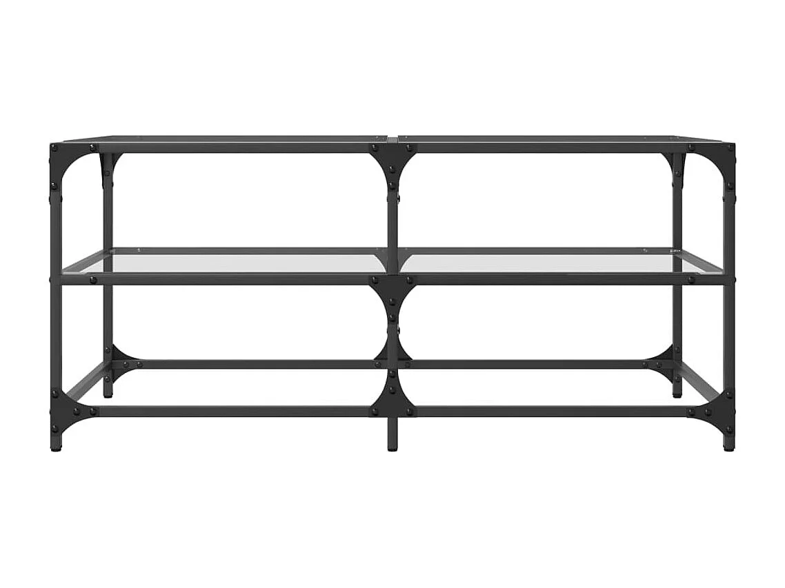 Mesa de centro c/ topo em vidro transparente 98,5x50x45 cm aço