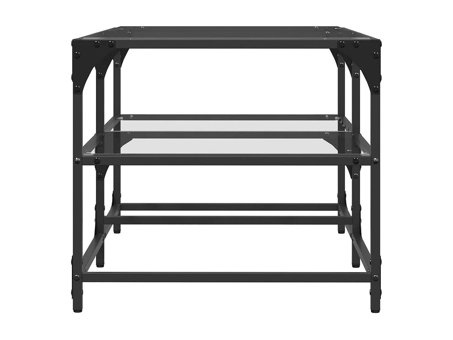 Mesa de centro c/ topo em vidro transparente 98,5x50x45 cm aço