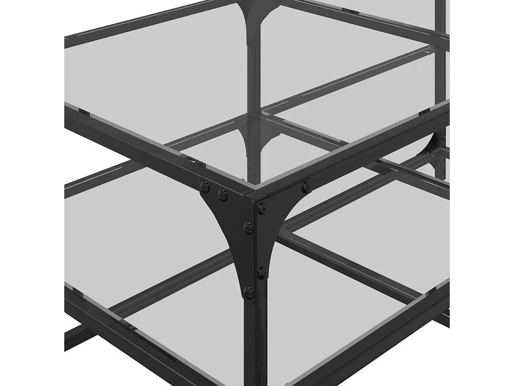 Mesa de centro c/ topo em vidro transparente 98,5x50x45 cm aço