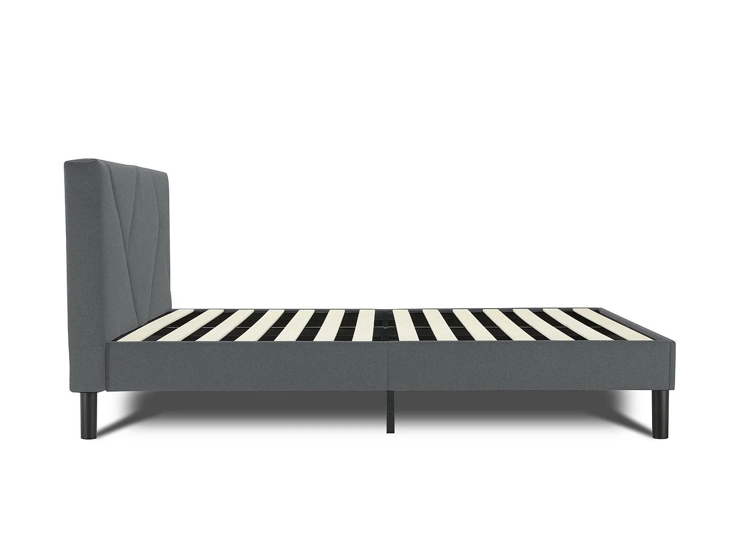 Dmora - Letto alla francese Calitri, Sommier per camera da letto, Giroletto per stanza, Struttura porta materasso, Adatto a materasso Cm 140x190, Grigio
