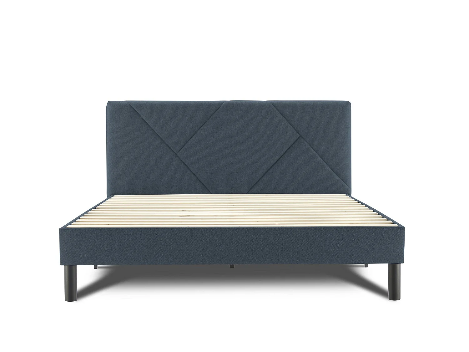 Tirino tweepersoonsbed, Gestoffeerd stoffen bed met hoofdbord, Houten lattenbodem, geschikt voor matras 160x200, Blauw