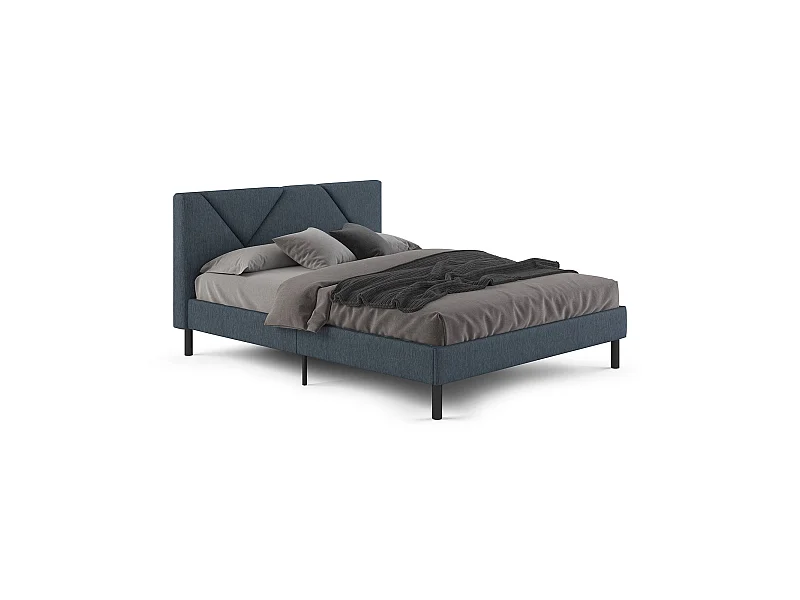Lit double Tirino, Sommier pour chambre, Literie par chambre, Support de matelas, Adapté à un matelas de 160x200 cm, Bleu