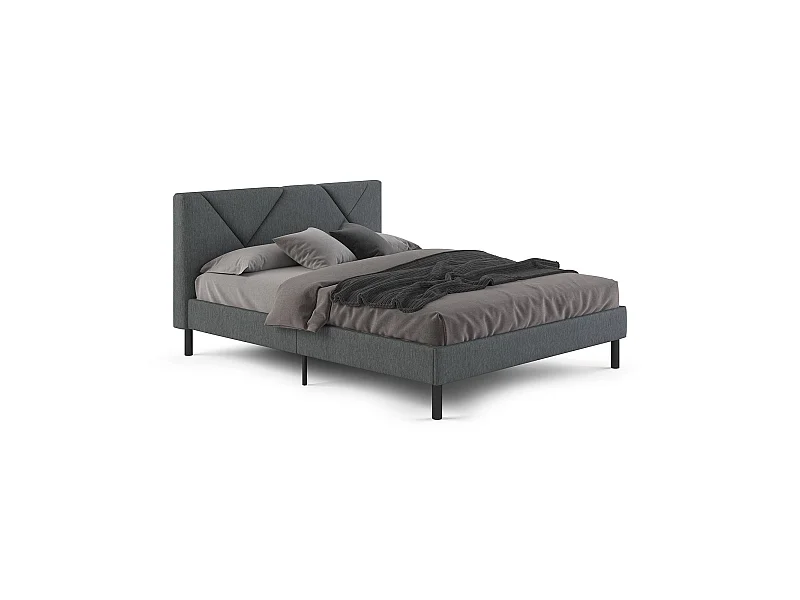 Lit double Tirino, Sommier pour chambre, Literie par chambre, Support de matelas, Adapté à un matelas de 160x200 cm, Gris