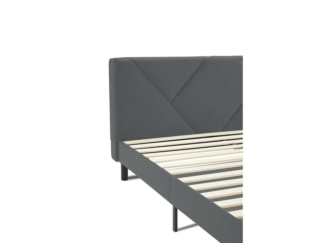 Caldes tweepersoonsbed, Gestoffeerd stoffen bed met hoofdbord, Houten lattenbodem, geschikt voor matras 160x190, Grijs