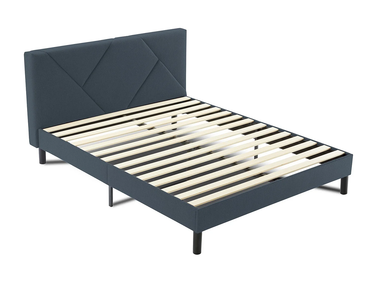 Doppelbett Tirino, Struktur des Container-Betts, Sommier mit Verkleidung, Matratzenhalterstruktur, Geeignet für eine Matratze 160x200 cm, Blau