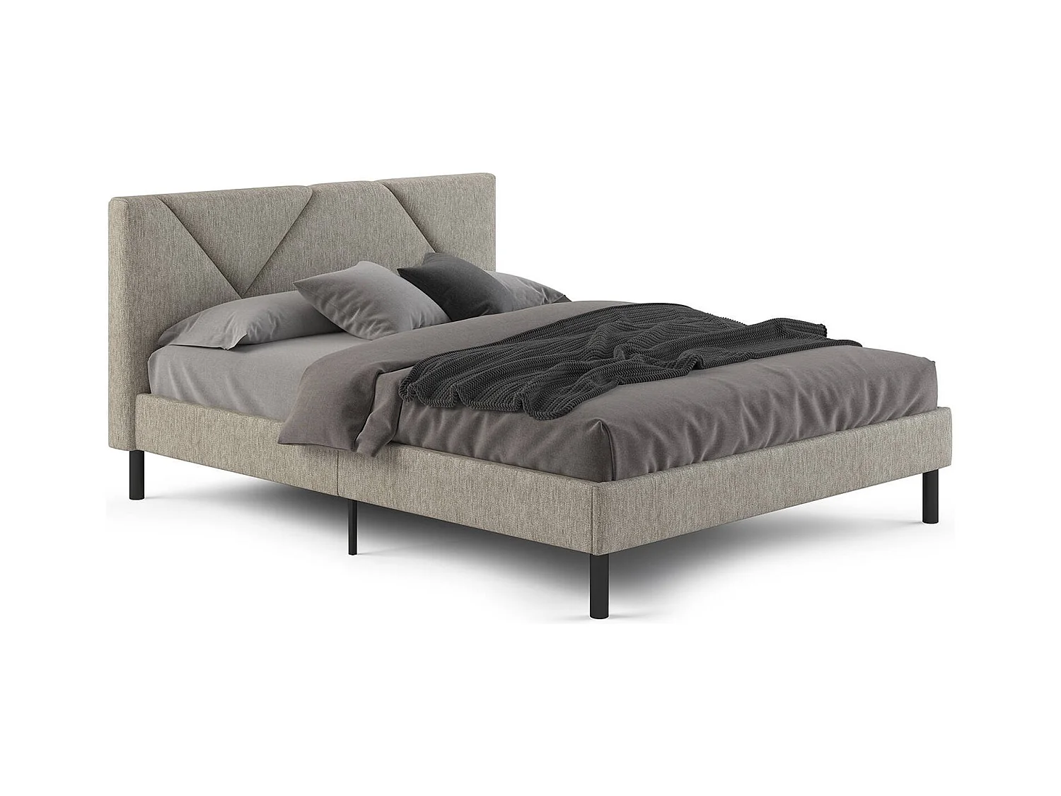 Lit double Caldes, Sommier pour chambre, Literie par chambre, Support de matelas, Adapté à un matelas de 160x190 cm, Tourterelle