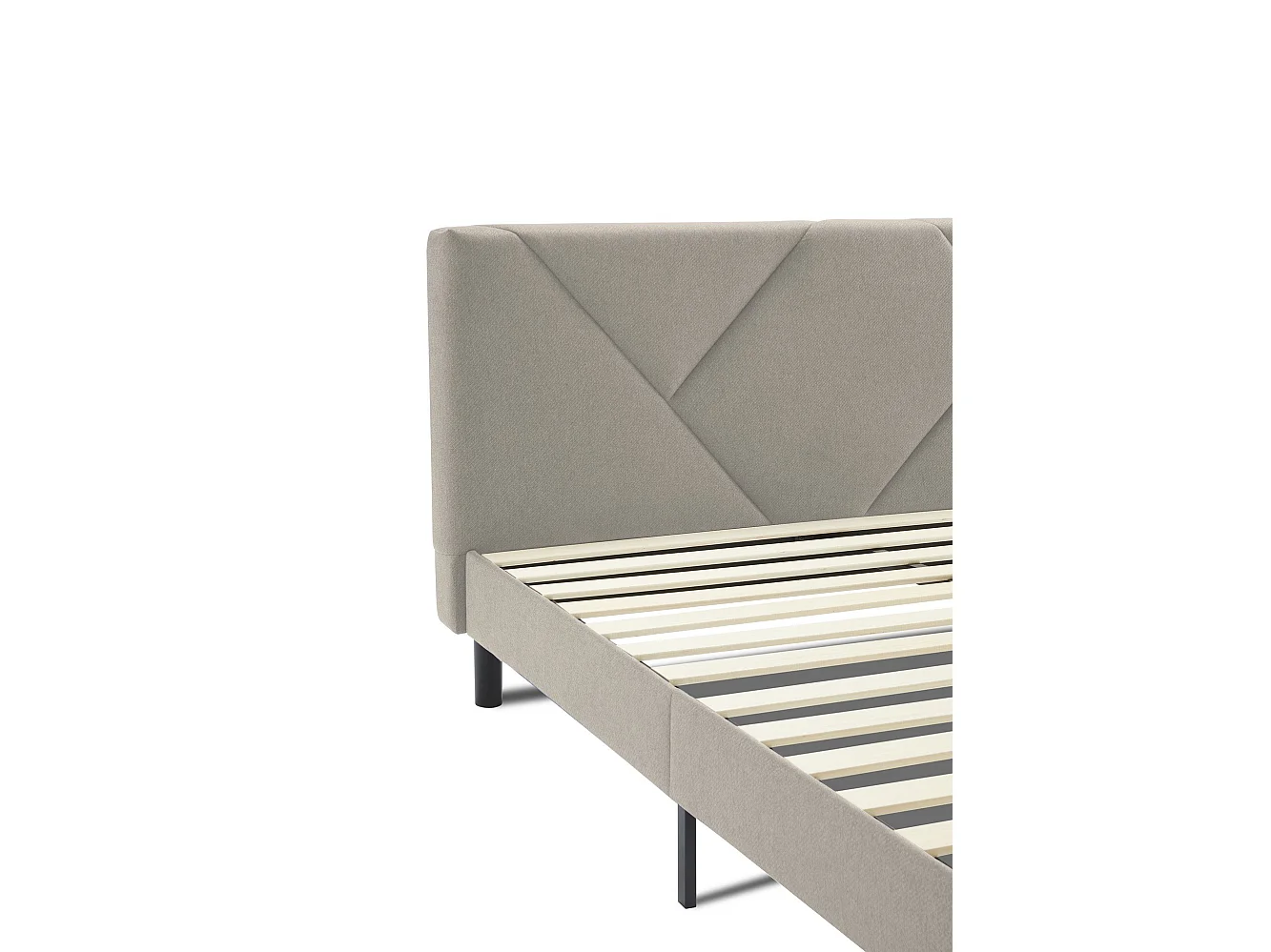 Caldes tweepersoonsbed, Gestoffeerd stoffen bed met hoofdbord, Houten lattenbodem, geschikt voor matras 160x190, Duifgrijs