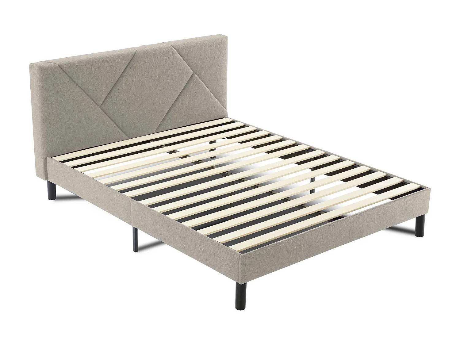 Caldes tweepersoonsbed, Gestoffeerd stoffen bed met hoofdbord, Houten lattenbodem, geschikt voor matras 160x190, Duifgrijs