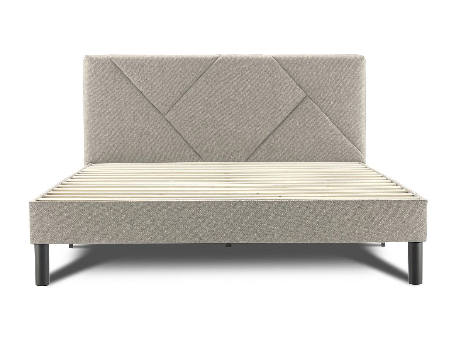 Caldes tweepersoonsbed, Gestoffeerd stoffen bed met hoofdbord, Houten lattenbodem, geschikt voor matras 160x190, Duifgrijs