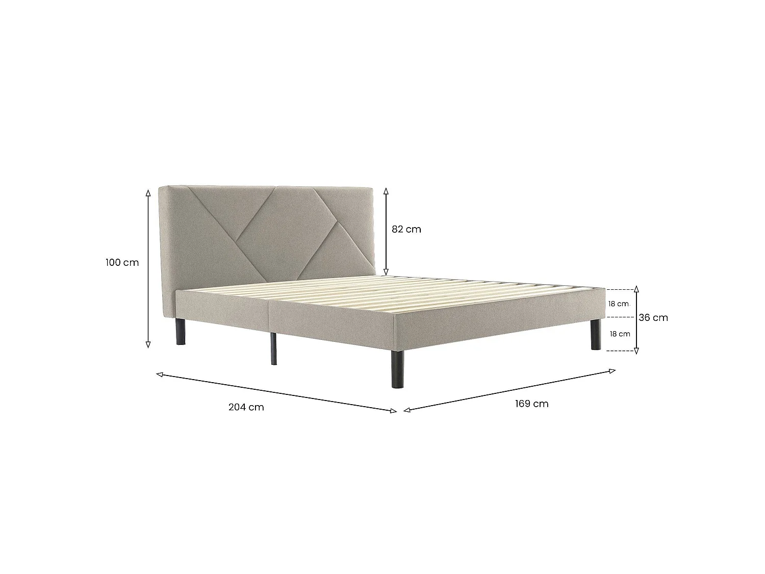 Cama doble Caldes, Sommier para dormitorio, Estructura de cama por habitación, Apto para un colchón de 160x190 cm, Tórtola