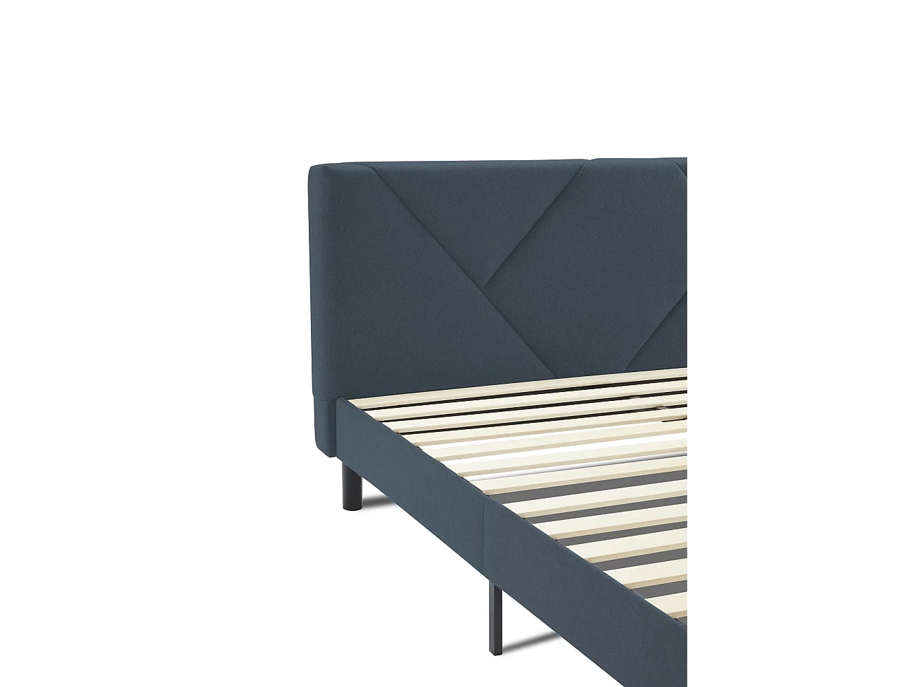 Caldes tweepersoonsbed, Gestoffeerd stoffen bed met hoofdbord, Houten lattenbodem, geschikt voor matras 160x190, Blauw
