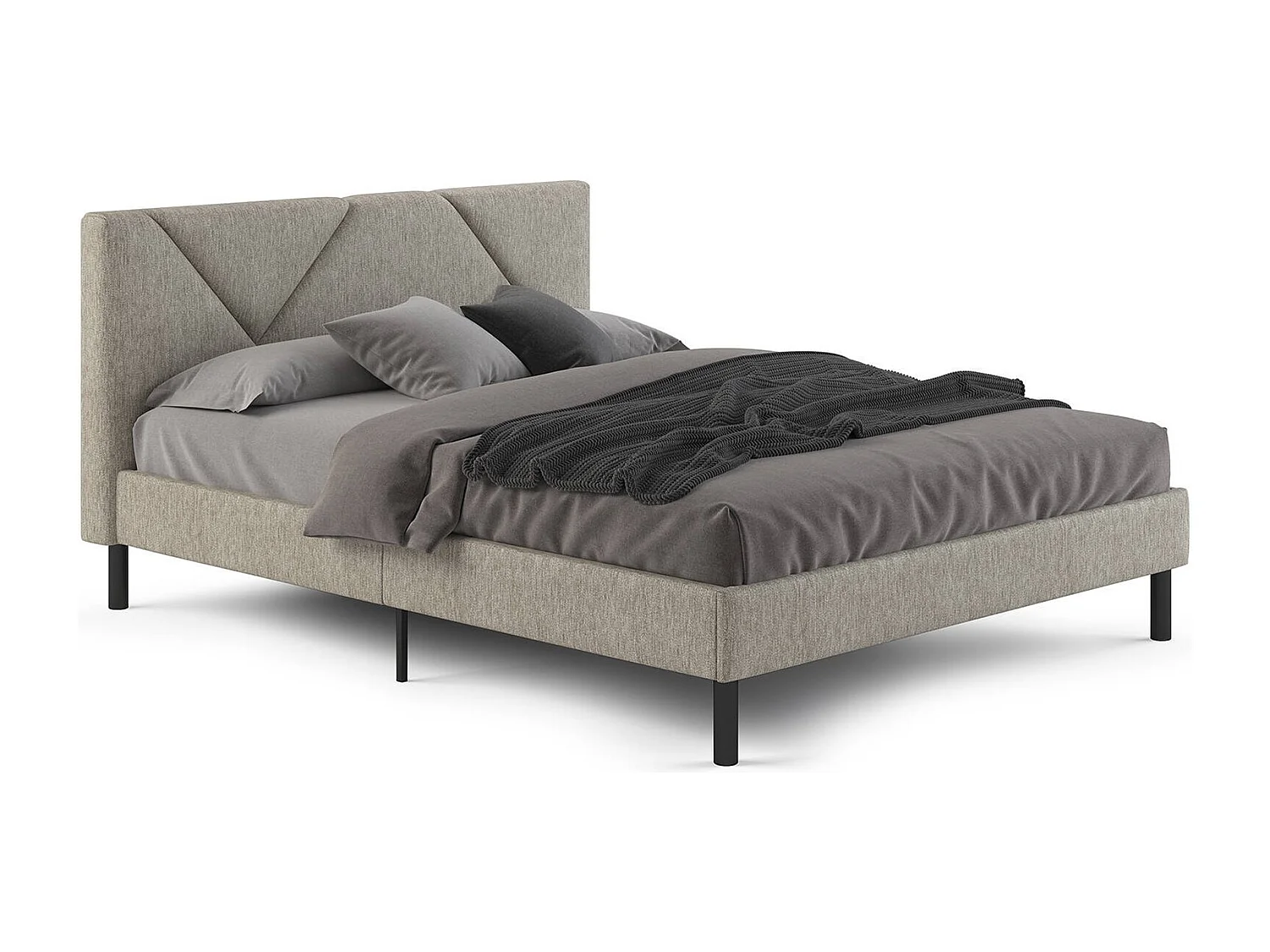 Dmora Frans Bed Calitri Grijs Taupe Matras 140x190 cm Met Bekleding, Inclusief Bedbodem